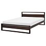 Double Bed Frame Dark Pine Wood 160 X 200 Cm King Size Slatted Beliani