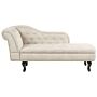 Chaise Lounge Light Beige Velvet Upholstery Left Hand Buttoned Nailheads Chesterfield Style