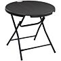 Outsunny Foldable Round Garden Table For 4, Outdoor Dining Table With Hdpe Tabletop And Steel Frame, 80 X 80 X 73 Cm, Dark Grey