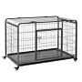 Pawhut Heavy Duty Dog Crates Foldable Doge Kennel And Dog Cage Pet Playpen With Double Doors Removable Tray Lockable Wheels 125cm X 76cm X 81cm.