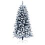 Homcom 5ft Flocked Artificial Christmas Tree With 450 Snow Frosted Tips, Metal Stand, Snowy Hinged Xmas Tree, Blue