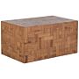 Coffee Table Light Teak Wood Natural Colour Variation Mosaic Design Rectangular Rustic Design