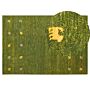 Wool Area Rug Green 140 X 200 Cm Hand Tufted Western Motif