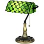 Homcom Stained Glass Table Lamp, Handmade Antique Bedside Lamp, Home, Nightstand, Decorative Night Light, Green