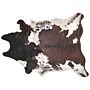 Area Rug Brown And White Faux Cowhide Leather 130 X 170 Cm Irregular