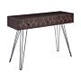 Console Table Sideboard 3 Drawer Shelf Dark Wood Top Black Metal Frame Industrial Style Particle Board Top