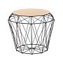 Side Table Light Wood And Black Metal Base Removable Top Geometric