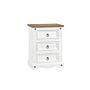 Corona White 3 Drawer Bedside Cabinet