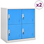 Vidaxl Locker Cabinets 2 Pcs Light Grey And Blue 90x45x92.5 Cm Steel