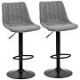 Homcom Adjustable Bar Stools Set Of 2 Counter Height Barstools Dining Chairs 360° Swivel With Footrest For Home Pub, Grey