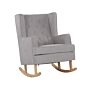 Rocking Chair Light Grey Fabric Solid Wooden Skates Classic