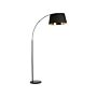 Floor Lamp Black Metal 187 Cm Curved Frame Cotton Drum Shade Base