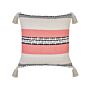 Decorative Pillow Beige And Red Cotton 45 X 45 Cm Striped Pattern With Tassels Boho Design Throw Cushions