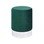 Pouffe Green Velvet Upholstery Silver Metallic Band