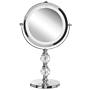 Makeup Mirror Silver Iron Metal Frame Ø 13 Cm With Led Light 1x/5x Magnification Double Sided Cosmetic Desktop