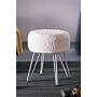 Soft Fluffy White Low Chair Dressing Footstool With Metal Leg