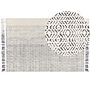 Rug White And Grey Wool Cotton 160 X 230 Cm Hand Woven Flat Weave With Tassels