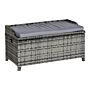 Outsunny Patio Pe Rattan Wicker Storage Basket Box Bench Seat Furniture W/ Cushion Mixed Grey