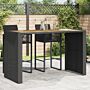 Vidaxl Garden Table With Acacia Wood Top Black 185x80x110 Cm Poly Rattan