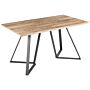 Dining Table Light Wood Top Black Metal Legs 140 X 80 Cm 6 Seater Rectangular