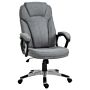 Vinsetto Swivel Chair Linen Fabric Home Office Chair, Height Adjustable Computer Chair With Padded Armrests And Tilt Function, Grey