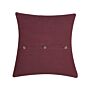 Decorative Cushion Red Striped Buttons Square 45 X 45 Cm Modern Décor Campanula