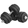 Homcom 30kg Adjustable Dumbbells Set, Hand Weights Set For Home Gym Weight Lifting Training