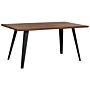 Dining Table Dark Wood 160 X 90 Cm Black Metal Legs Kitchen