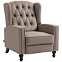 Homcom Studded Upholstered Reclining Armchair W/ Retractable Footrest Brown