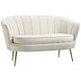 Homcom 2 Seater Sofa, Modern Velvet Loveseat Sofa, Fabric Small Couch With Petal Backrest And Gold Steel Legs, Cream