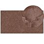 Faux Rabbit Fur Rug Brown Artificial Polyester Fur 80 X 150 Cm Soft Shaggy High Pile Trellis Pattern Rug