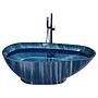 Freestanding Bath Navy Blue Marble Effect Sanitary Acrylic Single 170 X 80 Cm Oval