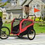 Pawhut 2 In 1 Dog Bike Trailer Pet Stroller For Large Dogs With Hitch, Quick-release 20" Wheels, Pet Bicycle Cart Trolley Carrier For Travel, Red