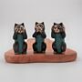 Set Of 3 - See No, Hear No, Speak No Evil - Brass Cats