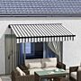 Outsunny 3 X 2m Aluminium Frame Electric Awning, Retractable Awning Sun Canopies For Patio Door Window, Grey And White