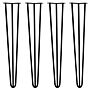 4 X 28" Hairpin Legs - 3 Prong - 12mm - Black