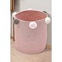 Cotton Rope Basket Woven Laundry Blanket Toy Basket Organizer With Pompom Living Room Pink