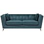 3 Seater Sofa Teal Blue Nail Head Trim Panel Tufting