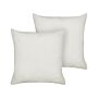 Set Of 2 Decorative Cushions White Boucle 60 X 60 Cm Woven Removable With Zipper