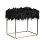 Faux Fur Footstool Black With Gold Metal Base Faux Sheepskin Dressing Table Stool