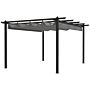 Outsunny 4 X 3(m) Aluminium Pergola With Retractable Roof, Garden Gazebo Canopy Shelter For Outdoor, Patio, Grey