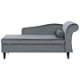 Chaise Lounge Light Grey Velvet Upholstery With Storage Right Hand With Bolster