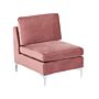 1-seat Section Pink Velvet Sofa Module Silver Metal Legs