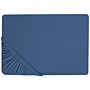 Fitted Sheet Navy Blue Cotton 140 X 200 Cm Elastic Edging Solid Pattern