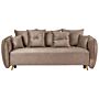 Sofa Bed Brown Polyester Velvet Fabric 234 X 104 X 77 Cm Convertible Sleeper Storage Additional Cushions Removable Covers