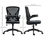 Vinsetto Mesh Office Chair With Flip-up Armrests, Ergonomic Computer Desk Chair With Lumbar Support And Swivel Wheels, Black