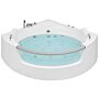 Corner Whirlpool Bath White Sanitary Acrylic With Led Massage Jets 201 X 150 Cm