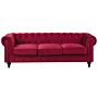 Chesterfield Sofa Dark Red Velvet Fabric Upholstery Black Legs 3 Seater