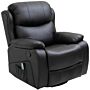 Homcom Pu Leather Reclining Chair With 8 Massage Points And Heat, Manual Recliner With Swivel Base, Footrest And Remote, Black