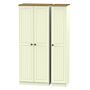 Warwick Tall Triple Plain Wardrobe In Cream Ash & Modern Oak